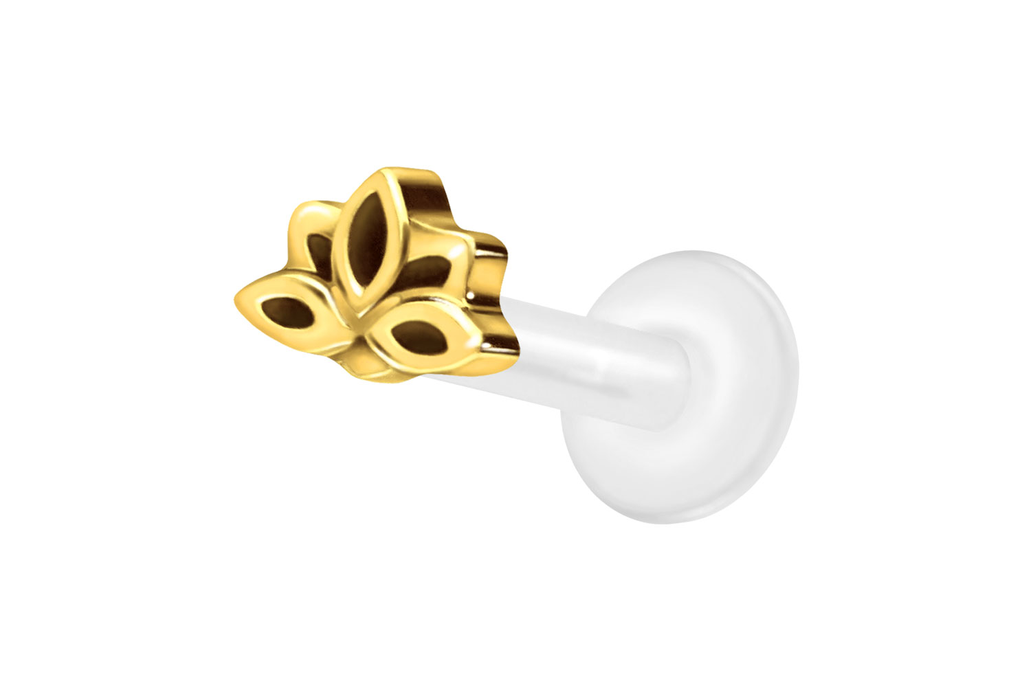PTFE Labret Piercing mit Innengewinde + Titan-Aufsatz LOTUSBLÜTE